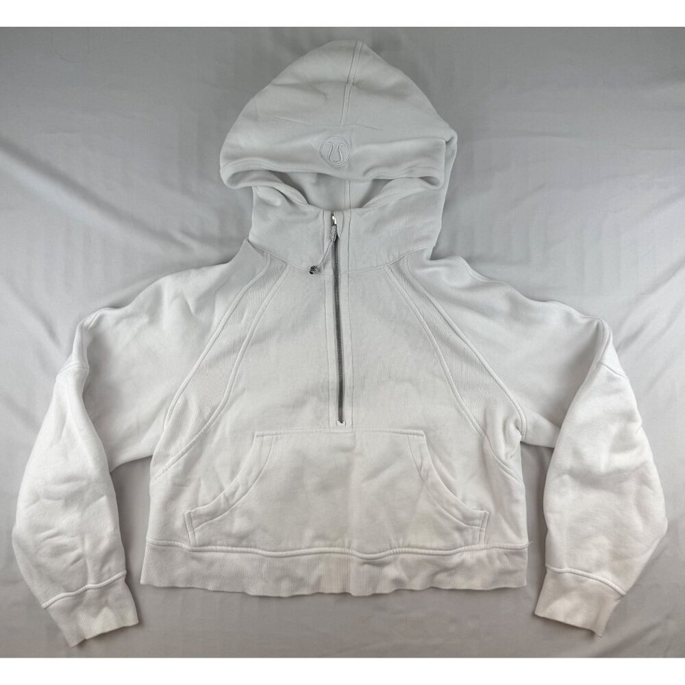 Lululemon Scuba Oversized Half-Zip Hoodie M/L Cropped Thumb Holes White